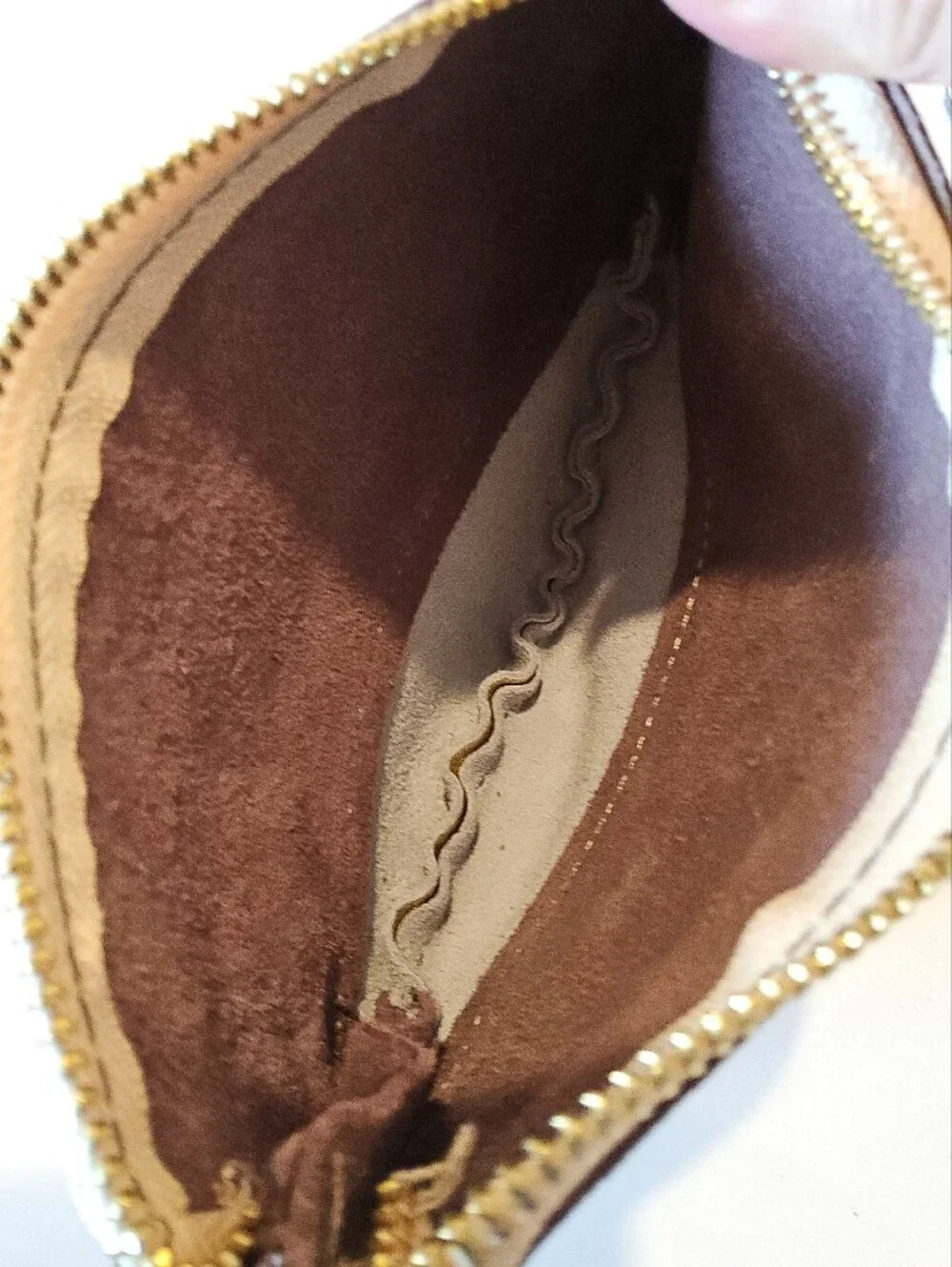 Sseko Burgundy and Gold Leather Cosmetic Pouch